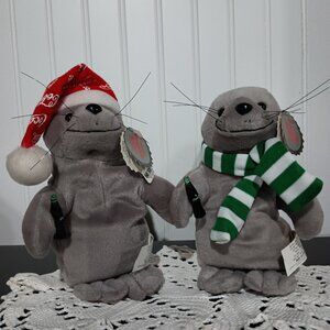 Christmas Coca Cola Plush Seals 9' 1997 with Tags EUC Set of 2